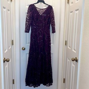Tahari Eggplant Sequined Gown*Size 10